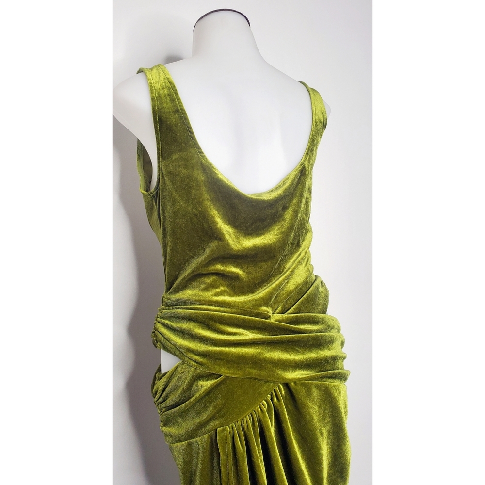 NEW | Dress Decode | Velvet Asymmetrical Hem Cut Out Front Ruched Dress - Picture 9 of 13